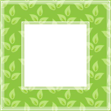 Yapraklarla soyut romantik sınır. Vektör çizimi. Fotoğraf çerçevesi, poster veya ev dekorasyonu için tasarım.