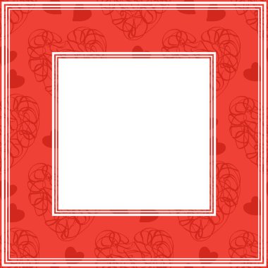 Kalplerle soyut romantik sınır. Sevgililer Günü illüstrasyon. Fotoğraf çerçevesi, poster veya ev dekorasyonu için tasarım.