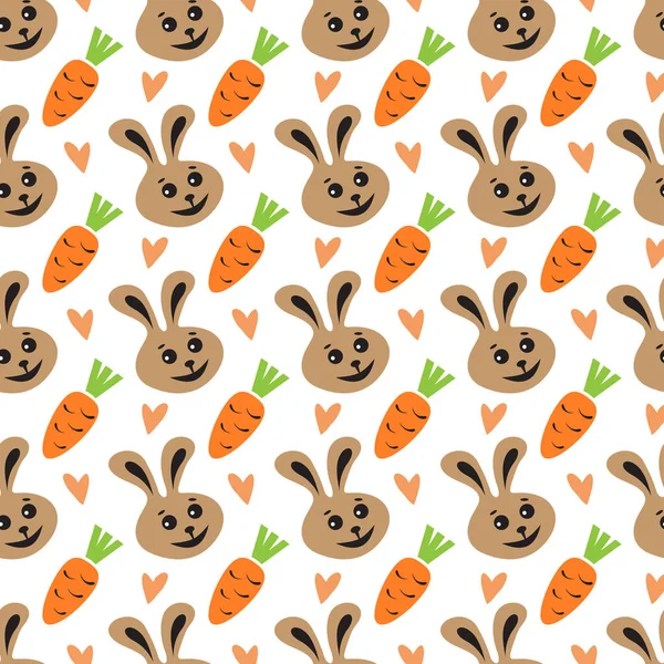 无缝图案与兔子和胡萝卜 矢量图解 礼品包装的平面设计元件 — 图库矢量图片