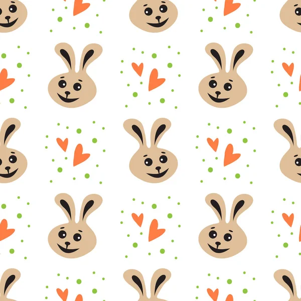 无缝图案快乐的兔子 病媒复活节图解 礼品包装的平面设计元件 — 图库矢量图片