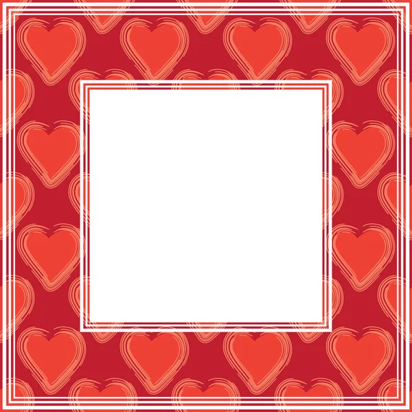 Abstract Romantic Border Hearts Valentines Day Illustration Design Photo Frame — Stock Vector