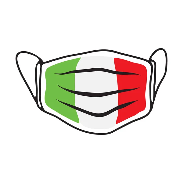 Respirando Mascarilla Médica Con Bandera Italia Covid Ilustración Vectorial Conceptual — Vector de stock