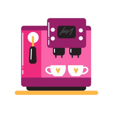 Kahve makinesi koleksiyonu beyaz arka planda izole edilmiş. Düz tasarım vektör çizimi.