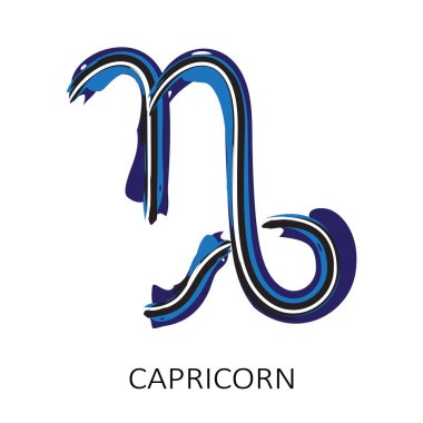 Burcu Oğlak beyaz arka plan üzerinde izole. Zodyak takımyıldızı. Burç ve astrolojik tahmin için tasarım öğesi. Elle çizilmiş stil. Vektör çizimi.