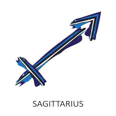 Burcu Yay beyaz arka plan üzerinde izole. Zodyak takımyıldızı. Burç ve astrolojik tahmin için tasarım öğesi. Elle çizilmiş stil. Vektör çizimi.