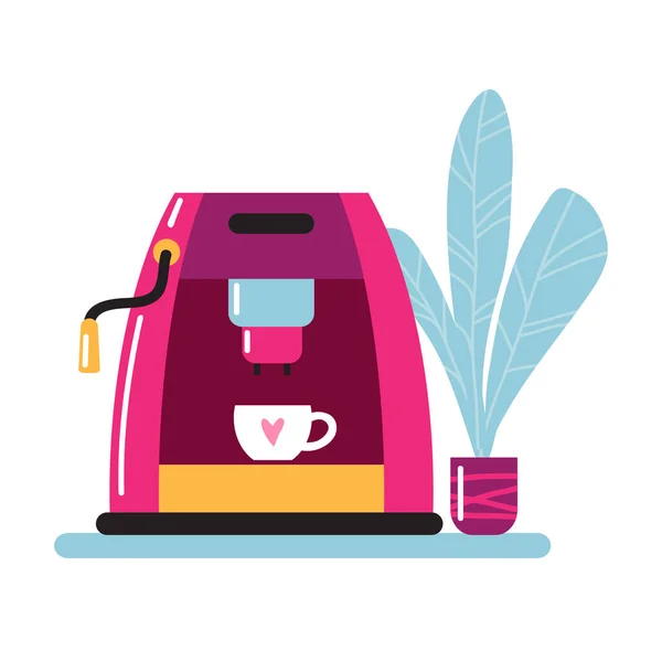 Koffiemachine Collectie Geïsoleerd Witte Achtergrond Platte Ontwerp Vector Illustratie — Stockvector