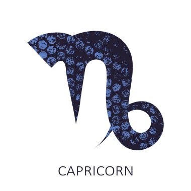 Burç burcu Oğlak, beyaz arka planda izole edilmiş. Zodiac takımyıldızı. Yıldız falı ve astrolojik tahminler için tasarım elemanı. Grunge tarzı. Vektör illüstrasyonu.