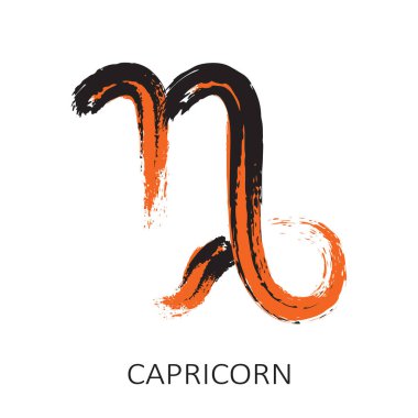 Burcu Oğlak beyaz arka plan üzerinde izole. Zodyak takımyıldızı. Burç ve astrolojik tahmin için tasarım öğesi. Elle çizilmiş stil. Vektör çizimi.