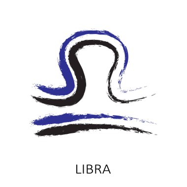 Burcu Terazi beyaz arka plan üzerinde izole. Zodyak takımyıldızı. Burç ve astrolojik tahmin için tasarım öğesi. Elle çizilmiş stil. Vektör çizimi.