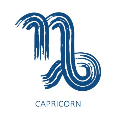 Burcu Oğlak beyaz arka plan üzerinde izole. Zodyak takımyıldızı. Burç ve astrolojik tahmin için tasarım öğesi. Elle çizilmiş stil. Vektör çizimi.