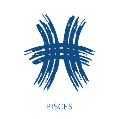 Burcu Balık beyaz arka plan üzerinde izole. Zodyak takımyıldızı. Burç ve astrolojik tahmin için tasarım öğesi. Elle çizilmiş stil. Vektör çizimi.