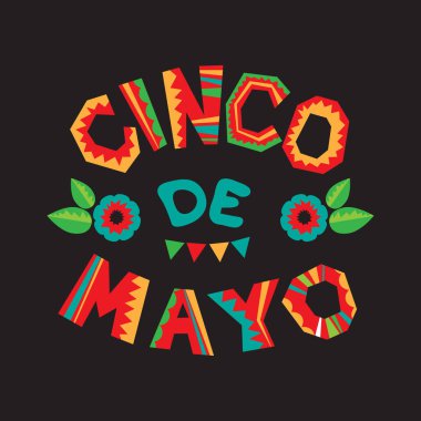 Meksika ulusal bayramı Cinco De Mayo sembolleri. Vektör çizimi. Tatil posteri, broşür, broşür, broşür tasarımı.
