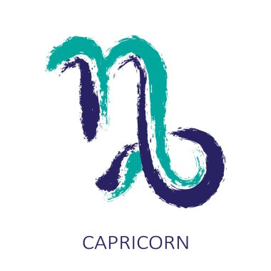 Burcu Oğlak beyaz arka plan üzerinde izole. Zodyak takımyıldızı. Burç ve astrolojik tahmin için tasarım öğesi. Elle çizilmiş stil. Vektör çizimi.