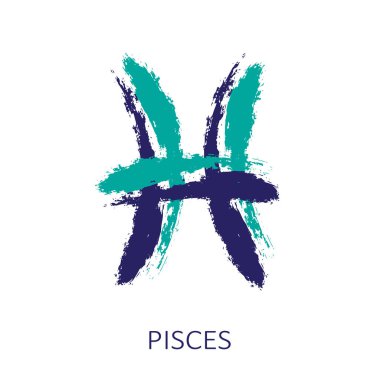 Burcu Balık beyaz arka plan üzerinde izole. Zodyak takımyıldızı. Burç ve astrolojik tahmin için tasarım öğesi. Elle çizilmiş stil. Vektör çizimi.