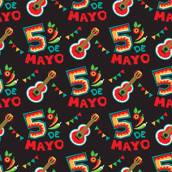 Zökkenőmentes Minta Cinco Mayo Szimbólumokkal Vektor Illusztráció Tervezési Elemek Szövet — Stock Vector