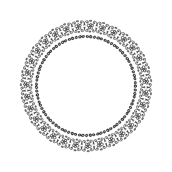 Kruhový Rám Květinovou Ozdobou Ručně Kreslený Styl Vektorová Ilustrace Design — Stockový vektor
