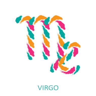 Burcu Başak beyaz arka planda izole. Zodyak takımyıldızı. Burç ve astrolojik tahmin için tasarım öğesi. Elle çizilmiş stil. Vektör çizimi.