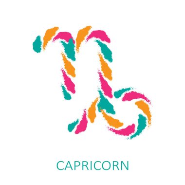 Burcu Oğlak beyaz arka plan üzerinde izole. Zodyak takımyıldızı. Burç ve astrolojik tahmin için tasarım öğesi. Elle çizilmiş stil. Vektör çizimi.