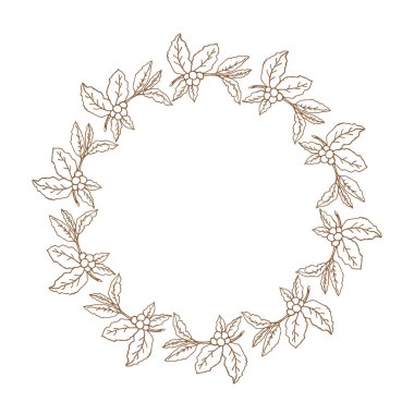Beyaz arka planda izole edilmiş kahve dalıyla el çizimi sınır. Doodle tarzı. Kafe menüsü şablonu, broşürler, posterler, fotoğraf çerçevesi, yemek kitabı. Vektör illüstrasyonu.