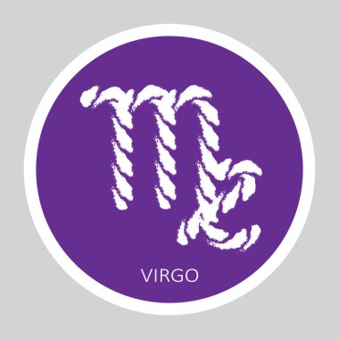 Zodiac işareti, gri arka planda, Başak burcu. Zodiac takımyıldızı. Yıldız falı ve astrolojik tahminler için tasarım elemanı. El çizimi stili. Vektör illüstrasyonu.