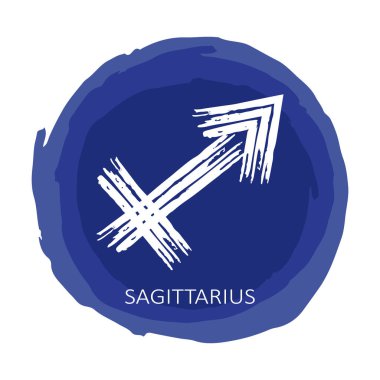 Zodyak işaretli mavi daire çerçeve beyaz arka planda izole edilmiş. Zodiac takımyıldızı. Yıldız falı ve astrolojik tahminler için tasarım elemanı. El çizimi stili. Vektör illüstrasyonu.