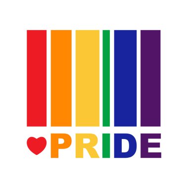 Beyaz arka planda gökkuşağı bayrağı. LGBT gurur ayı. Eşcinsel hakları sembolü. Kavramsal vektör çizimi. Grunge tarzı. Etiket, broşür, poster için tasarım ögesi.