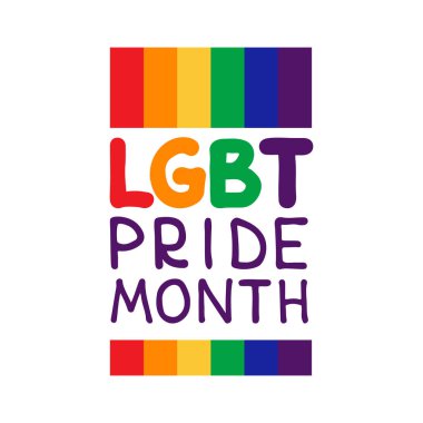 Beyaz arka planda gökkuşağı bayrağı. LGBT gurur ayı. Eşcinsel hakları sembolü. Kavramsal vektör çizimi. Grunge tarzı. Etiket, broşür, poster için tasarım ögesi.