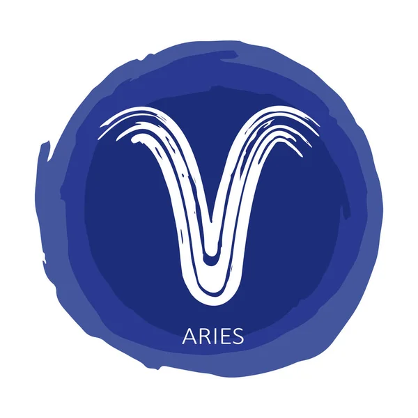 Marco Círculo Azul Con Signo Del Zodíaco Aries Aislado Sobre — Vector de stock