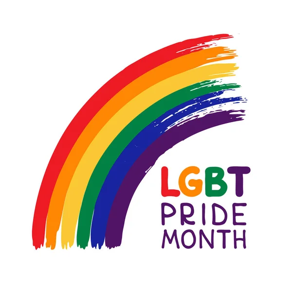 Beyaz arka planda gökkuşağı. LGBT gurur ayı. Eşcinsel hakları sembolü. Kavramsal vektör çizimi. Grunge tarzı. Etiket, broşür, poster için tasarım ögesi.