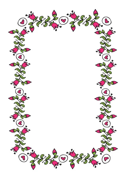 Floral Border Romantic Ornament Hand Drawn Style Vector Illustration Design — Stock Vector