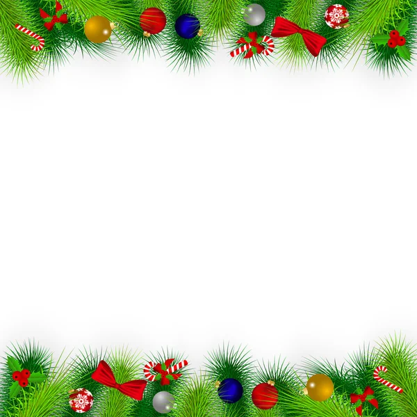Větve vánočního stromku zdobené — Stockový vektor