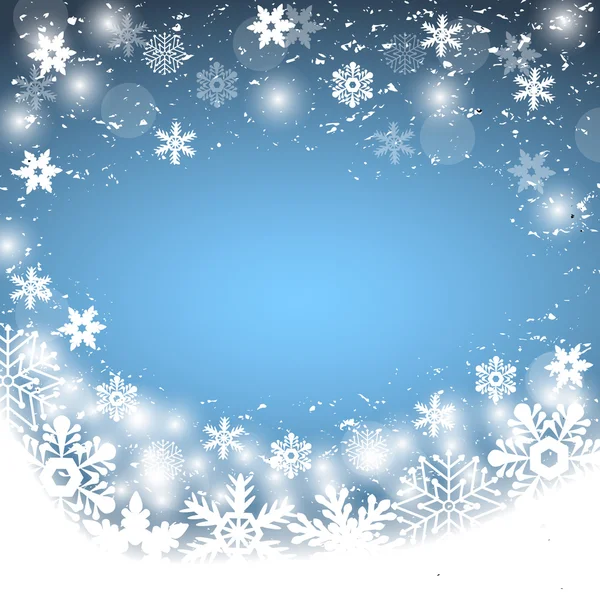 Fondo azul de Navidad, con copos de nieve — Archivo Imágenes Vectoriales