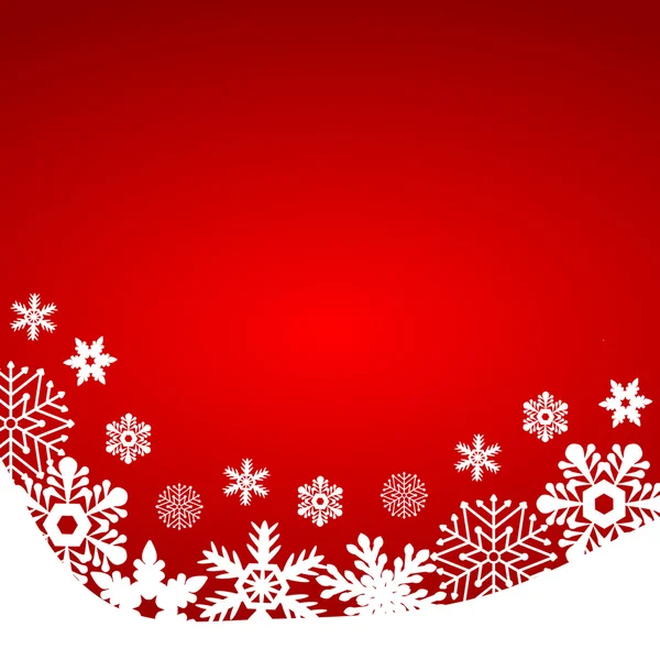 Weihnachten roter Hintergrund, mit Schneeflocken — Stockvektor