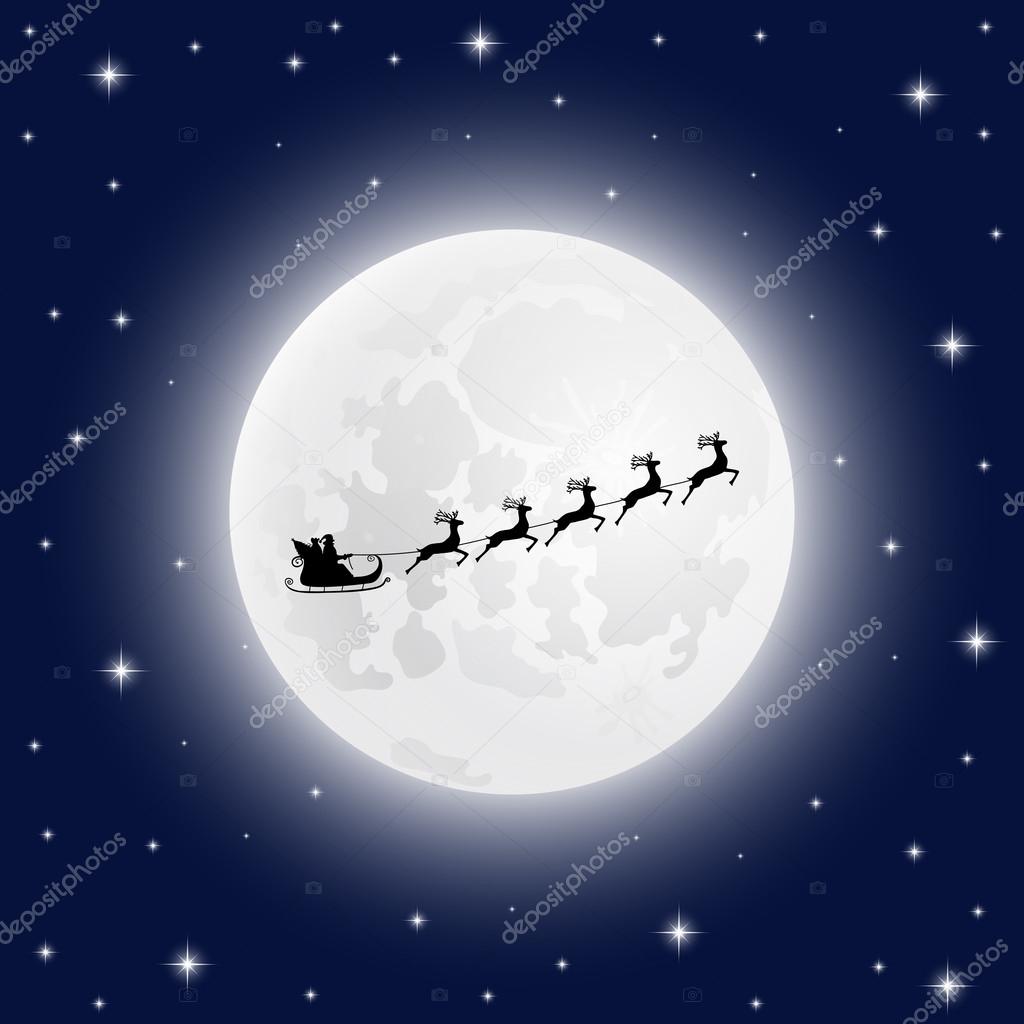 Santa Claus goes to sled reindeer of the moon