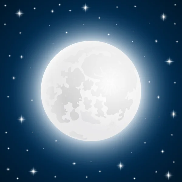 Moon with shining stars, vector — Stock Vector
