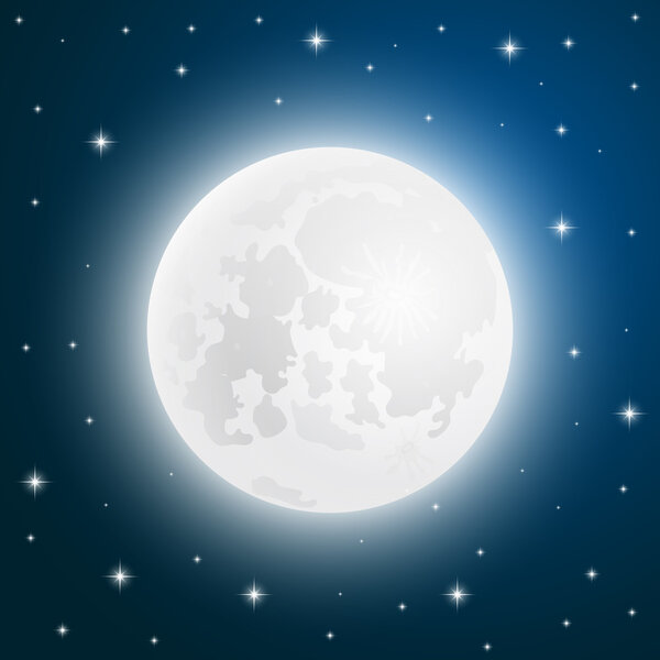 Moon with shining stars, sky