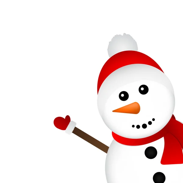 Bonhomme de neige de Noël sur fond blanc — Image vectorielle