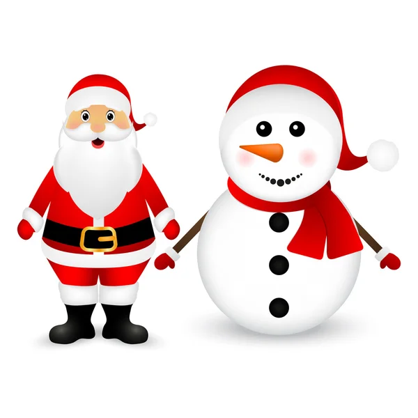 Santa Claus and Christmas snowman — Stock Vector