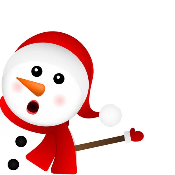 Surprised Snowman on a white background looks — Stock Vector