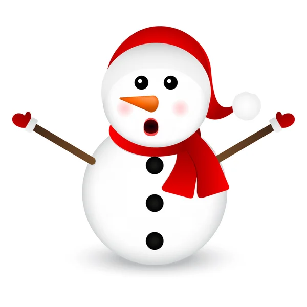Surprised Snowman on a white background standing — Stock Vector