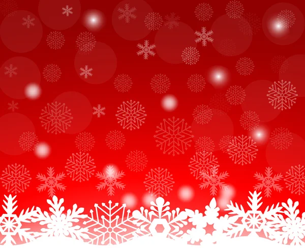 Fond rouge de Noël avec flocons de neige — Image vectorielle