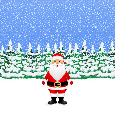 Noel Baba kış karlı ormandaki