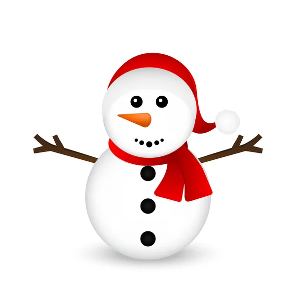 Christmas Snowman on white background — Stock Vector