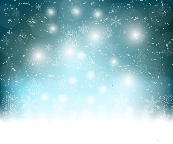 Navidad azul fondo copos de nieve — Vector de stock