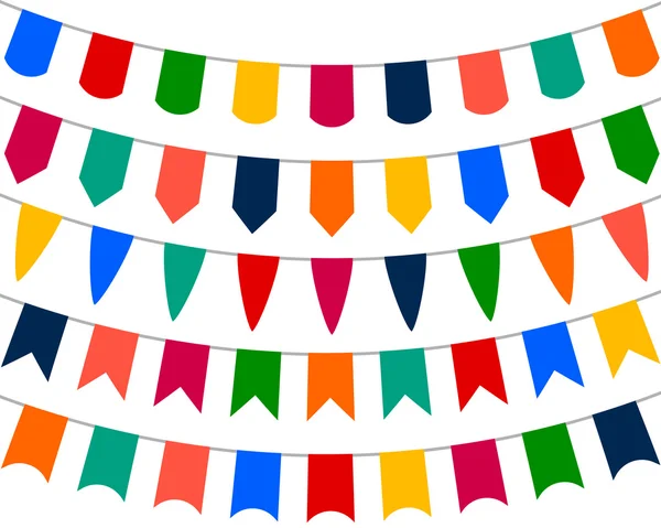 Collectie van feestelijke decoratieve vlaggen vakantie — Stockvector