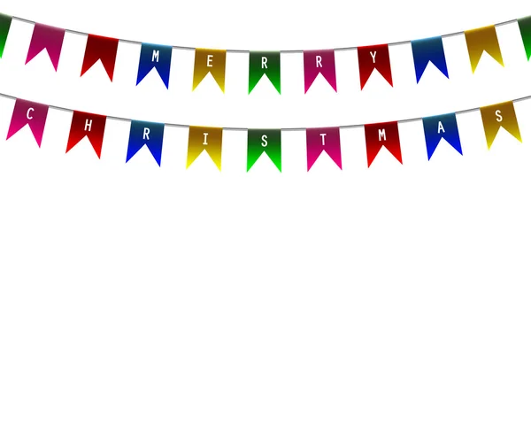 Banderas decorativas en la tarjeta de felicitación feliz Navidad — Vector de stock