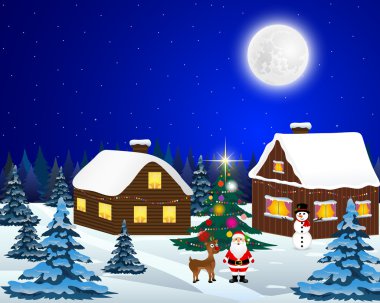 Noel Baba Ren geyiği ve bir kardan adam