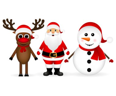 Noel Baba Ren geyiği ve bir kardan adam