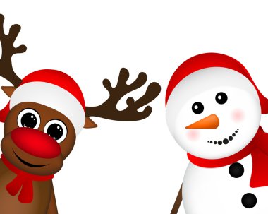 Kardan adam ve yan bakmak Ren geyiği