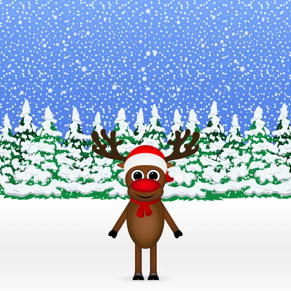 Christmas cartoon reindeer standing — Stock vektor